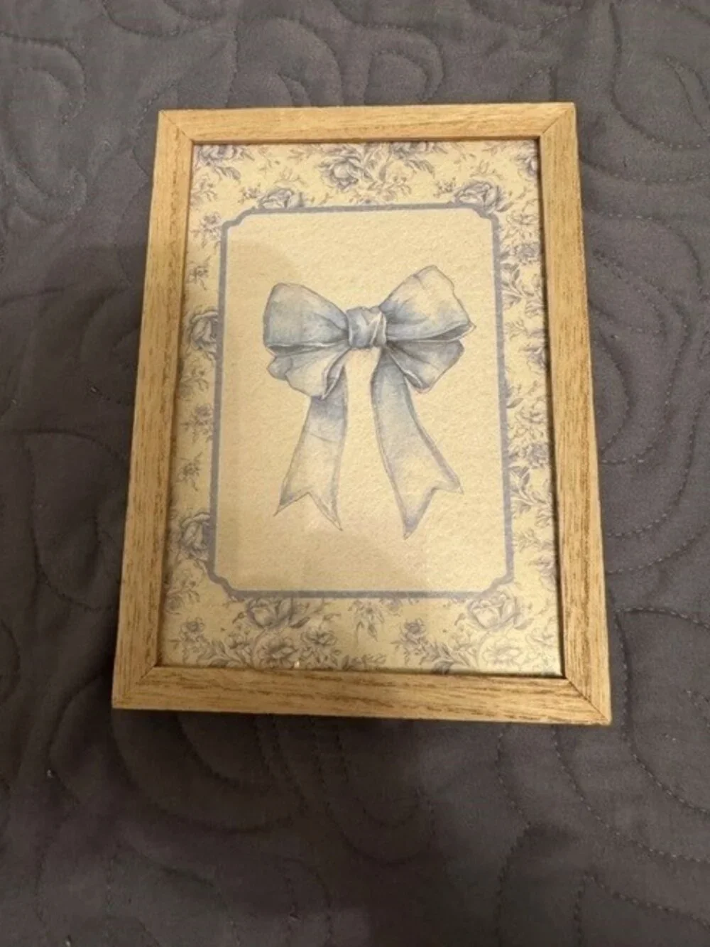 NEW MY TEXAS HOUSE BLUE BOW DESIGN 5 X 7 FRAMED ARTWORK